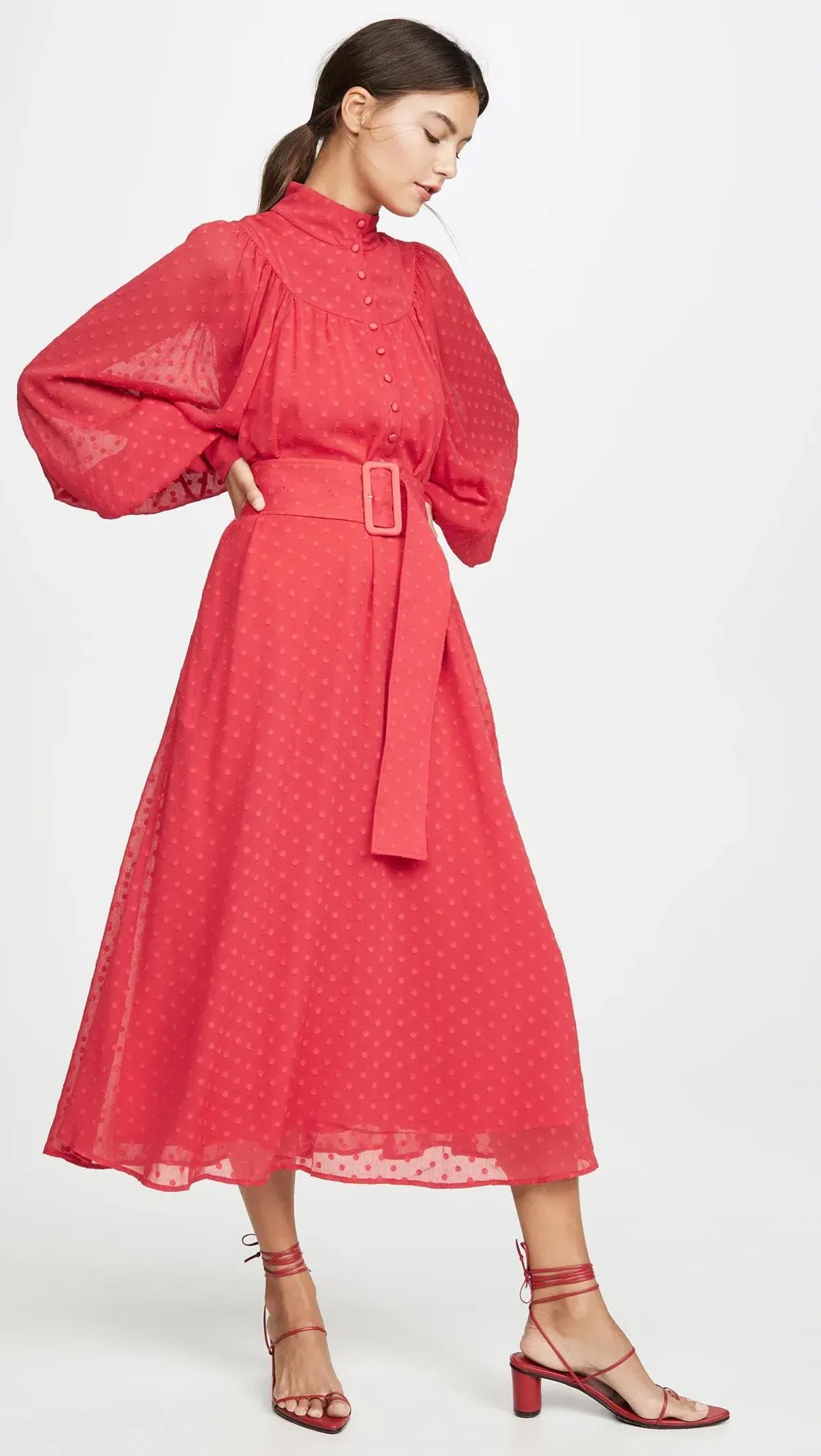 Rotate By Birger Christensen Number 37 Midi Dress Red Size UK 10 - Image 2