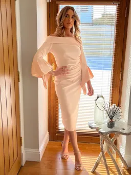 Kevan Jon Ceiba Blush Midi Dress Size UK 12 for rent on The Volte - image 1