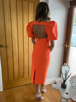 Rebecca Vallance Orange Backless Midi Dress UK Size 14 for rent on The Volte - image 2