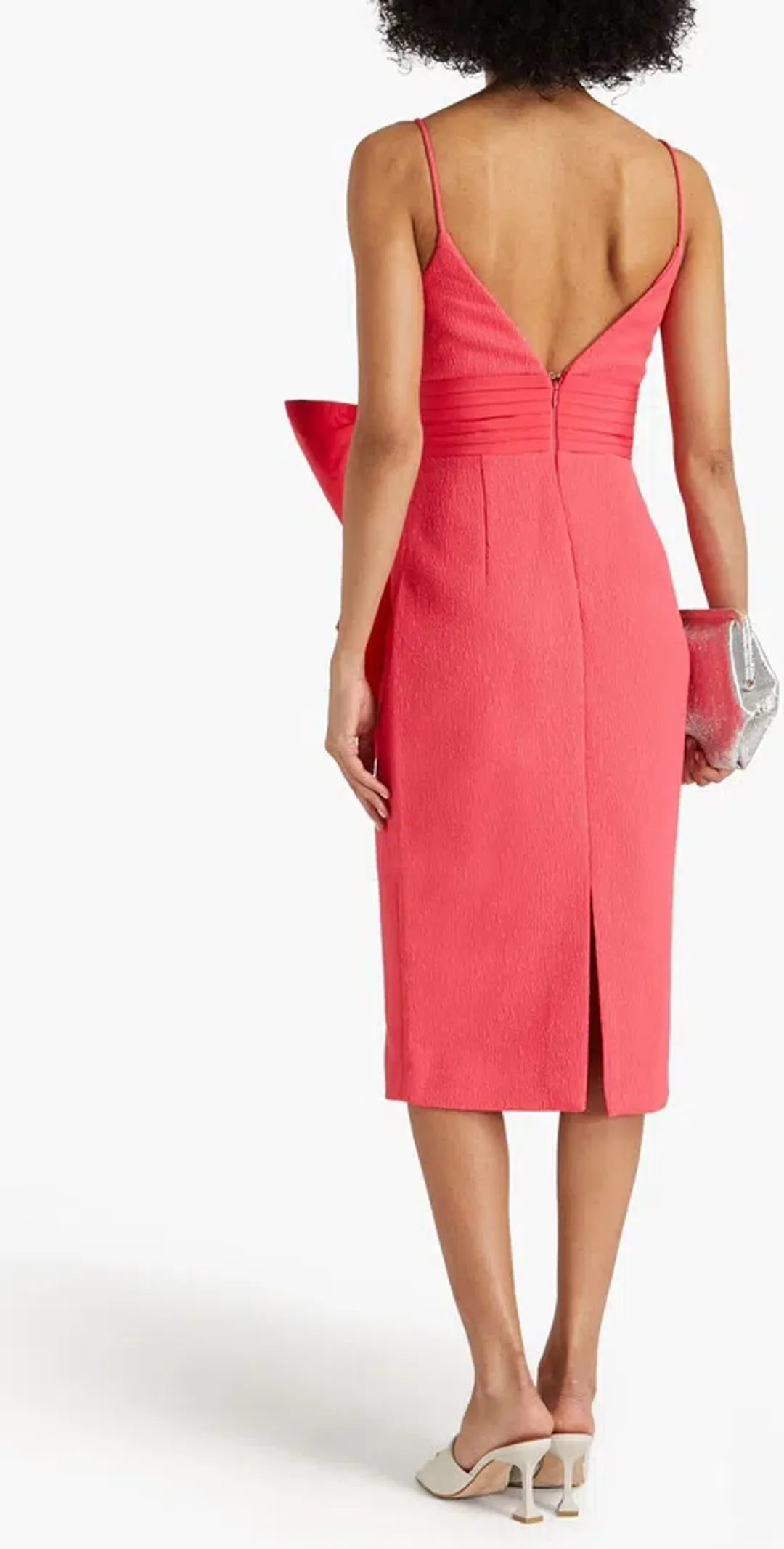 Rebecca Vallance Taffeta Bow Midi Dress Pink Size UK 10 for rent on The Volte - main image