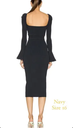 Self Portrait Scallop Jersey Midi Dress Navy Size UK 16 for rent on The Volte - image 3