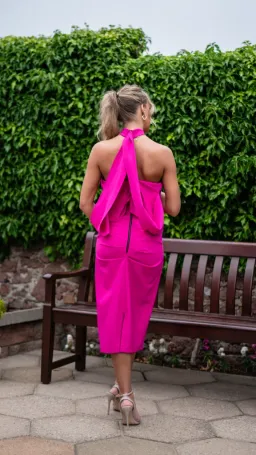 Kevan Jon Akash Midi Dress Fuschia Size UK 16 for rent on The Volte - image 2