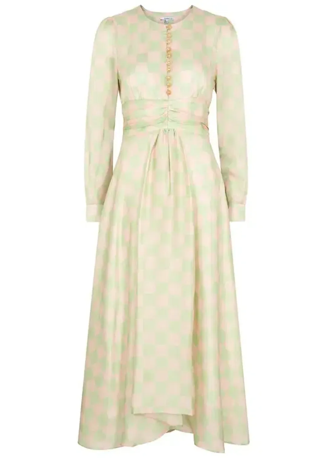 Olivia Rubin Lliana Checked Midi Dress Pink Size UK 8 for rent on The Volte - main image