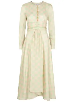 Olivia Rubin Lliana Checked Midi Dress Pink Size UK 8 for rent on The Volte - image 4