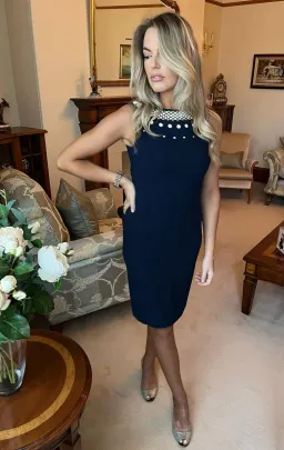 Moschino Classic Navy Peplum Dress Size UK 8 for rent on The Volte - image 2